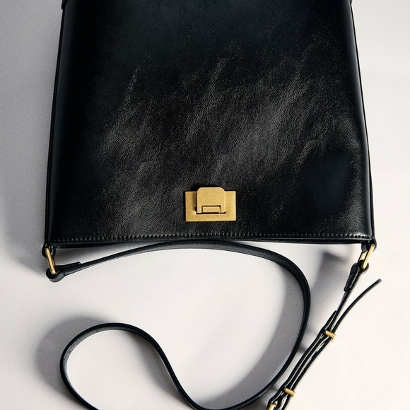 Mango Black Shoulder Bag with Gold Accent - Picture 3 of 3